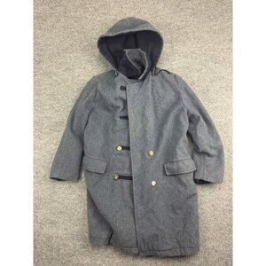 Vintage Loden Coat Men's S/M Blue Hooded Gold Button Lodenfrey Munich Austria